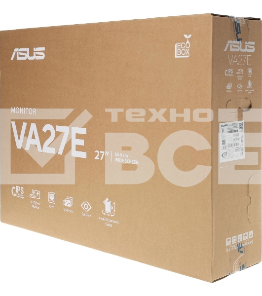 Монитор 27' ASUS VA27ECPSN IPS 1920x1080, 75 Гц, 5 мс, 16:9, 300 кд/м2, 1xHDMI, 1хDP, 4хUSB, 1хUSB-C, 1x3.5 мм, черный