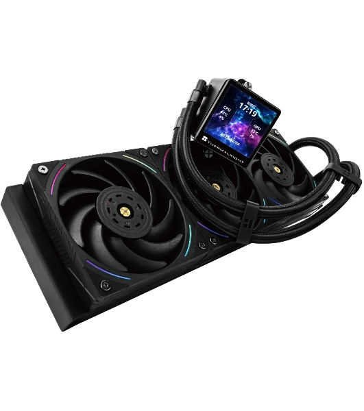 Система жидкостного охлаждения Thermalright Frozen Vision 360 V2 (360мм, LED, Black, ARGB/Fans: 3x120мм, 69CFM, 27dBA, 2150RPM/Pump height 60мм, 23dBA, 3000RPM, Rad thickness 27мм/S: 1700, 1200, 1851, 115X, 2011, 2066, AM5, AM4)