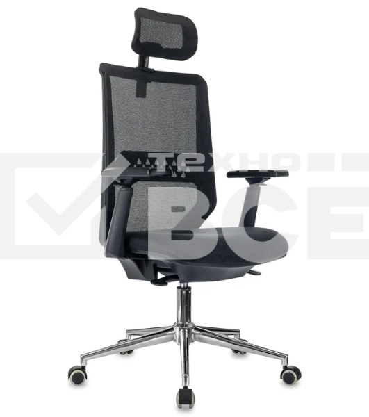 Кресло эргономичное Бюрократ MC-612N-H черный TW SQU BL сетка/ткань с подголов. крестов. металл хром