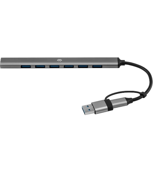 USB-концентратор Digma DHUB-7USB-AC-2.0, USB-C + USB-A, USB 2.0 7 портов, USB
