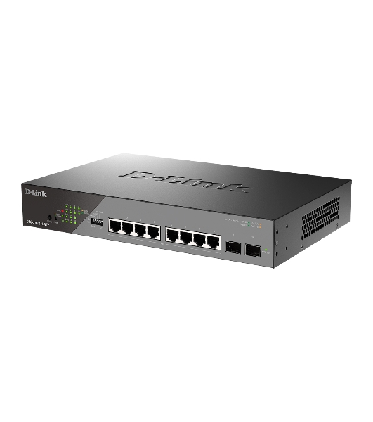 Коммутатор D-Link DSS-200G-10MP/A1A, 8×1 Гбит/с + 2×1 Гбит/с SFP, настраиваемый