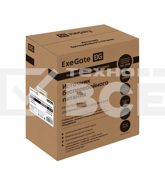 Комплект Источник бесперебойного питания EX295996RUS + батарея 100Aч EX285656RUS 1шт (инвертор, синус, для котла, настенный) ExeGate FineSine SX-800.LCD.AVR.2SH <800VA/500W, чистая синусоида, цветной LCD-дисплей, AVR, 2*Schuko, линейно-интерактивный, креп