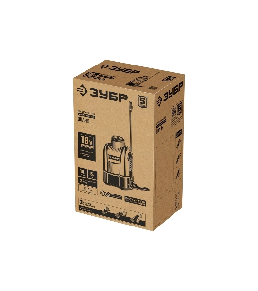 Опрыскиватель ЗУБР 15 л бак, 1 АКБ (4Ач), 5 кг аккумуляторный, Li-Ion 18В