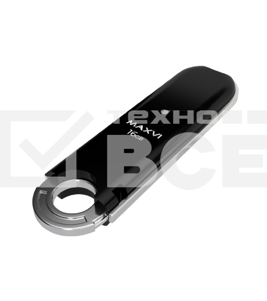 Флеш диск Maxvi P2 16GB USB 2.0 black, монолит с колпачком, ABS пластик