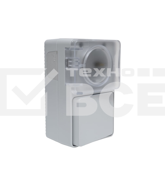 Блок открытого монтажа AtlasDesign PROFI IP54: розетка с заземлением со шторками 16А, выключатель 1-клав.10А, серый