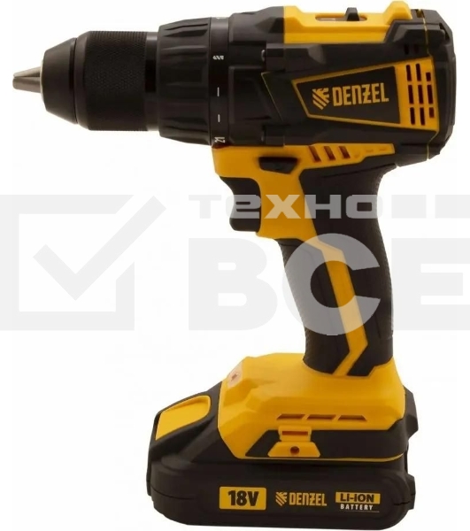 Дрель-шуруповерт аккумуляторная Denzel BLDL-IB-18-02, 18В, 2 АКБ, Кейс