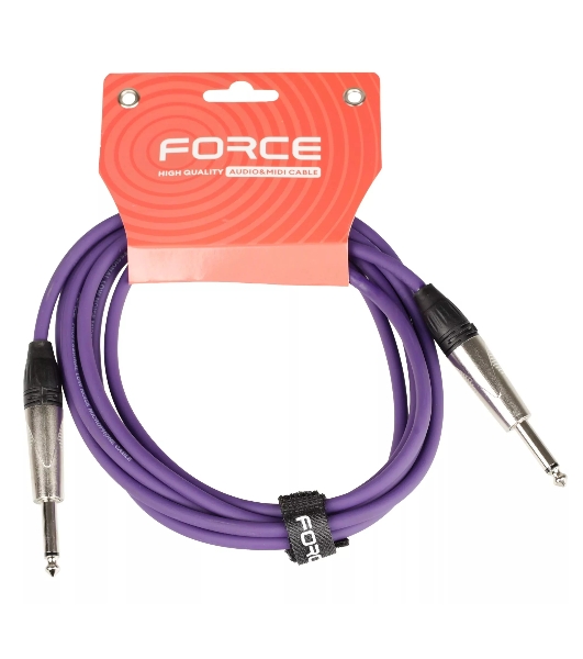 Кабель гитарный FORCE FGC-09/3 VT1/4' TS Jack - 1/4' TS Jack, высококачественный, малошумящий с проводниками из безкислородной меди OFC, диаметр 6 мм, профессиональные металлические разъемы, длина 3 м, цвет фиолетовый