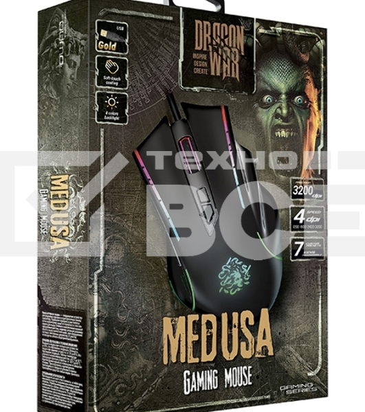 Мышь проводная Qumo Medusa M81 черный, 3200 dpi, USB, кнопки - 7