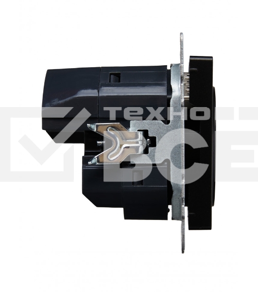 Розетка 1-местная IEK BRITE РЮш10-1-БрЧ (BR-R14-16-U21-D21-K02) 16А, с USB A+A 2.1А, с заземлением с защитными шторками, чёрный