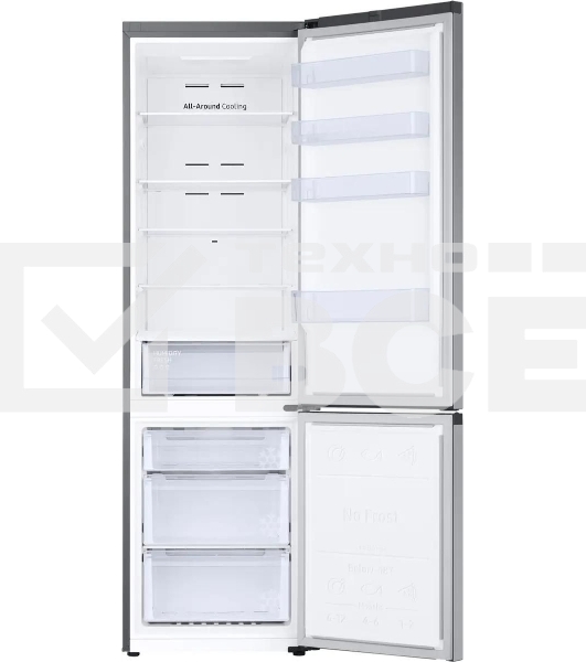 Холодильник Samsung RB38C600DSA/EF серебристый двухкамерный 276/114л морозилка снизу, No Frost