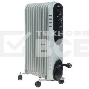Масляный обогреватель Neoclima NC 9311, белый/черный, 2500 Вт, 25 м2, термостат