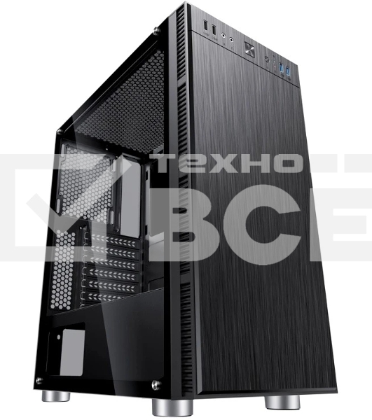 Компьютерный корпус Accord 3407 черный без БП ATX 2xUSB 2.0 2xUSB 3.0 audio bott PSU