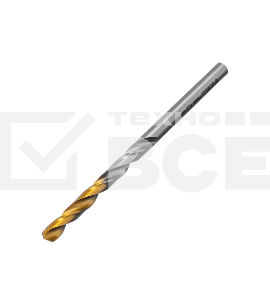 Сверло спиральное по металлу Denzel 4,5 x 80 мм, Р6М5, Golden Tip