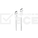 Кабель OLMIO SIMPLE, Type-C - Type-C, 60W 3A, 1.2м, тканевая оплетка, белый, фото2