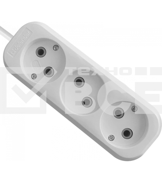 Удлинитель Defender (99277) B230 - 3 роз х 3 м, белый