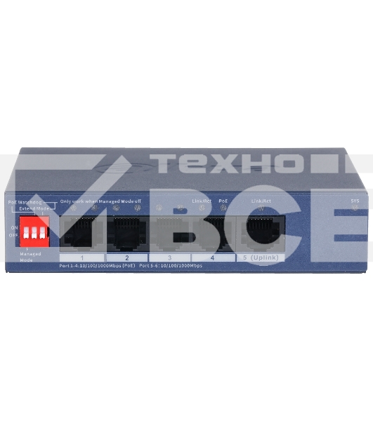 Коммутатор Dahua DH-CS4005-4GT-36 4-портовый гигабитный PoE с функцией облачного управления, 4xRJ45 1Gb, 1xRJ45 1Gb uplink, суммарно 40Вт