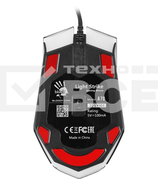 Мышь проводная A4Tech Bloody A70 черный, 6200 dpi, USB, кнопки - 8