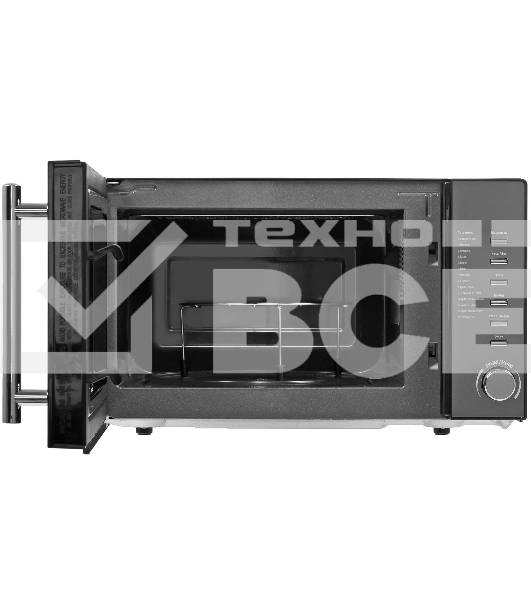 Микроволновая печь Polaris PMO 2002DG RUS черный, 20 л, 700 Вт, переключатели - кнопки, поворотный механизм