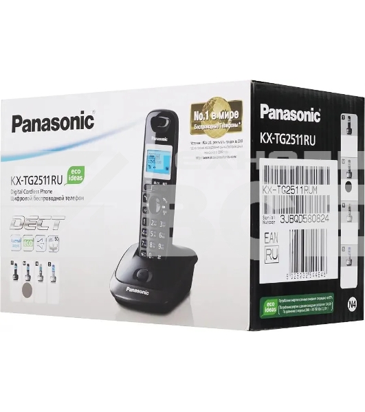 Телефон беспроводной (DECT) Panasonic KX-TG2511RUM (металик) {АОН, Caller ID,спикерфон на трубке,переход в Эко режим одним нажатием}