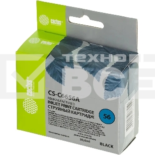 Картридж струйный Cactus CS-C6656A №56 черный (20 мл) для HP DeskJet 450/5145/5150/5151/5550/5552