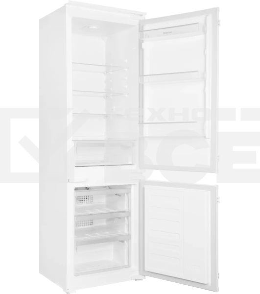 Встраиваемый холодильник Hotpoint HBH 18 белый двухкамерный 193/69л морозилка снизу