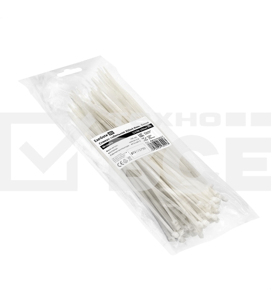 Стяжка (хомут) нейлоновая ExeGate CV66-250x4.8W (нейлон 6.6, 250x4.8мм, неоткрывающаяся, halogen free, -40°C - +85°C, белая, 100 шт)