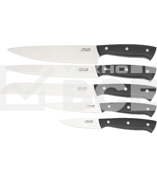 Набор ножей кухон. Rondell Dual RD-1943 компл.: 6 предм. с подставкой черный подар. коробка