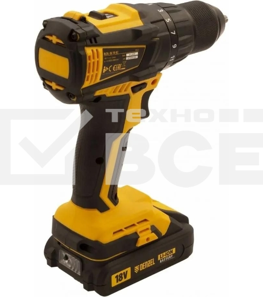 Дрель-шуруповерт аккумуляторная Denzel BLDL-IB-18-02, 18В, 2 АКБ, Кейс