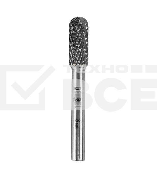 Борфреза по металлу Denzel твердосплавная, цилиндрическая закругленная, тип-С, 8 мм