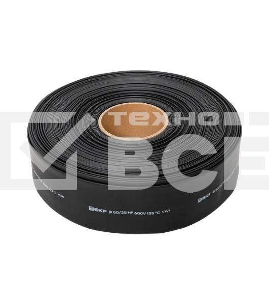 Трубка термоусаживаемая ТУТ нг 50/25 черная рулон EKF PROxima