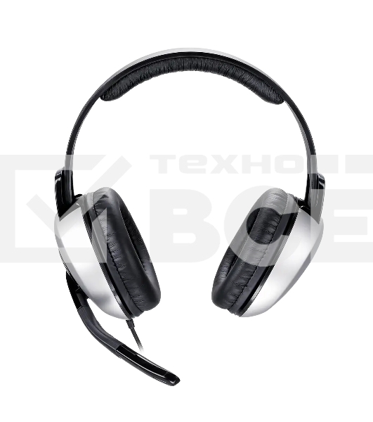 Проводные наушники Genius HS-05A серебристый/черный, полноразмерные, 2 x Jack 3.5 мм, микрофон с шумоподавлением