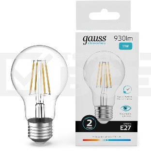 Лампа филам. Gauss Filament 11Вт цок.:E27 груша св.свеч.бел.нейт. (упак.:10шт) (22221)