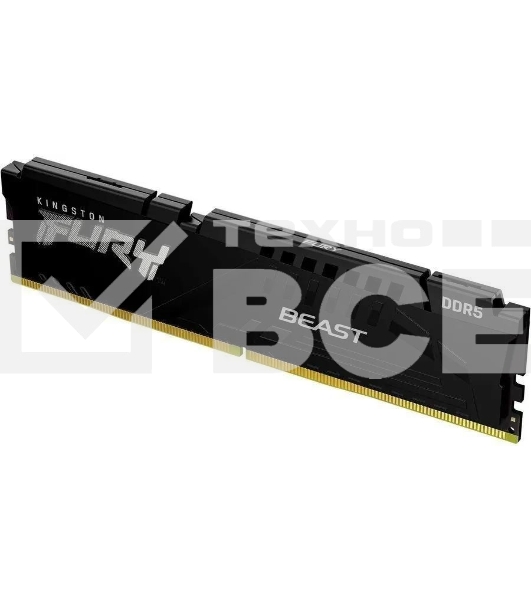 Оперативная память Kingston Fury Beast, DDR5, 16GB (1x16GB), 6400MHz, CL32, с радиатором, чёрный