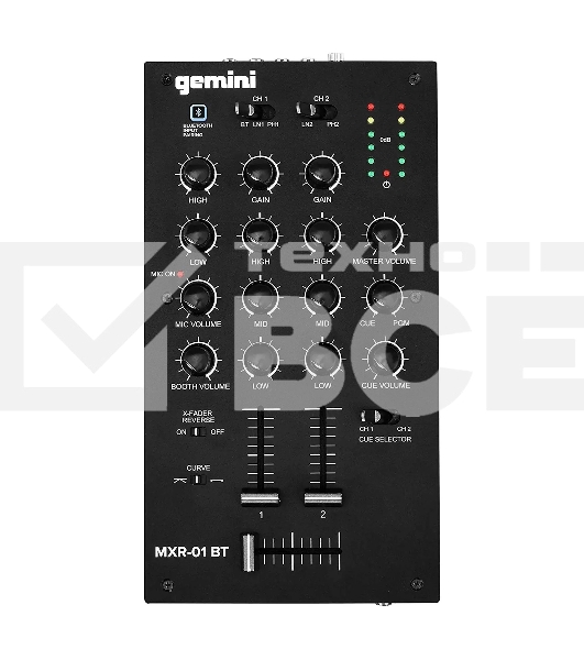 Микшерный пульт Gemini MXR-01BT 2х канальный DJ микшер с Bluetooth; 4xRCA phono/линейные входа; 1/4