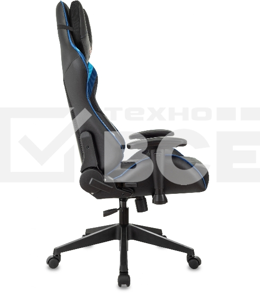 Кресло игровое Бюрократ VIKING 4 AERO BLUE черный/синий, искусст.кожа/ткань, две подушки