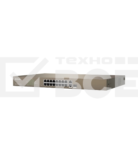 Коммутатор управляемый PoE Tenda F1218P-16-250W, 18 портов, 16х100 Мбит/с, 2x1 Гбит/с, SFP 1x1 Гбит/с