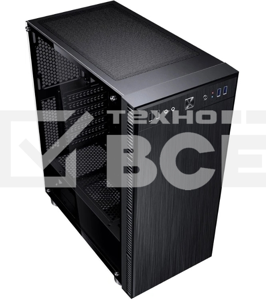 Компьютерный корпус Accord 3407 черный без БП ATX 2xUSB 2.0 2xUSB 3.0 audio bott PSU