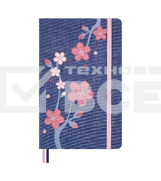 Блокнот Moleskine LIMITED EDITION SAKURA LESU08QP060BOX Large 130х210мм, обложка текстиль, 176 страниц, линейка, твердая обложка, подарочная коробка, синий, 2025
