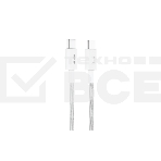 Кабель OLMIO SIMPLE, Type-C - Type-C, 60W 3A, 1.2м, тканевая оплетка, белый, фото3