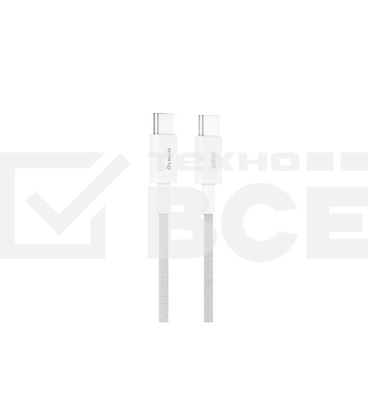 Кабель OLMIO SIMPLE, Type-C - Type-C, 60W 3A, 1.2м, тканевая оплетка, белый