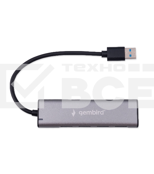 Разветвитель USB3.1 Gembird UHB-U3P7-01, 7хUSB, с доп.питанием (порт Type-C), кабель USB 19см, алюминий, коробка