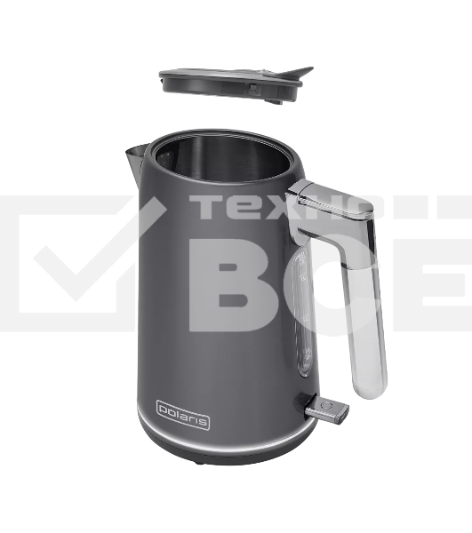 Чайник электрический Polaris PWK-1746СA серый, 1,7л, ВЕРХ. ЗАЛИВ, нерж.