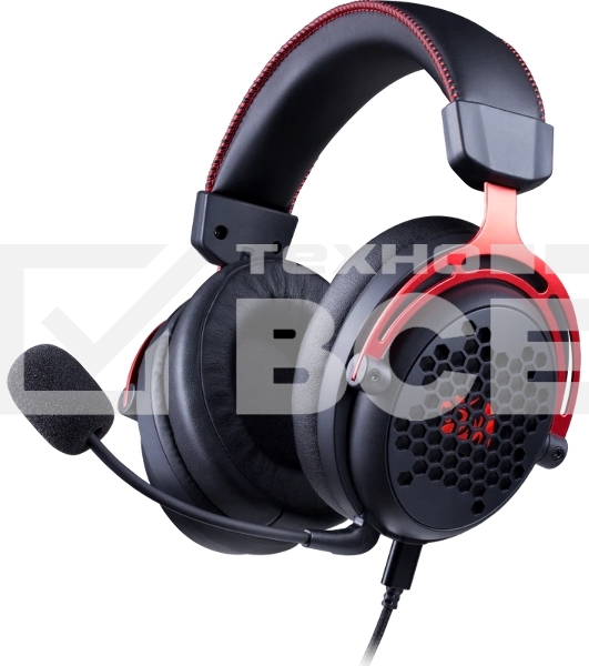 Гарнитура Redragon Diomedes чёрный/красный, проводная, USB / mini jack 3.5 мм