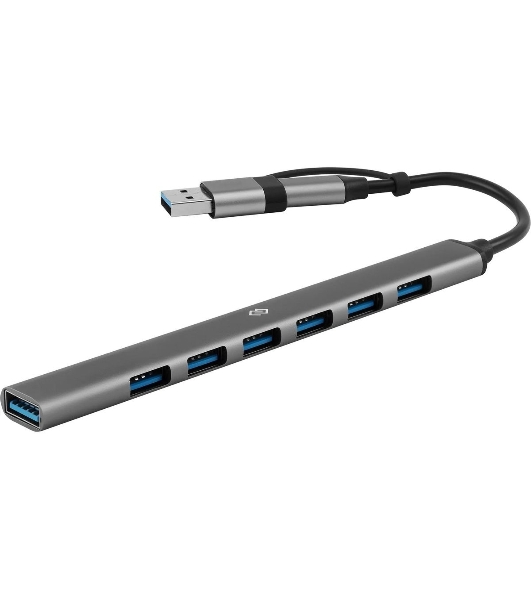 USB-концентратор Digma DHUB-7USB-AC-2.0, USB-C + USB-A, USB 2.0 7 портов, USB