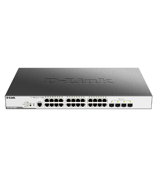 Коммутатор D-Link DGS-3000-28XMP/B1A, 24×1 Гбит/с + 4×10 Гбит/с SFP+, управляемый