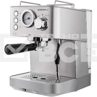Кофеварка рожковая Maunfeld MF-721S PRO нержавеющая сталь, исп. кофе - молотый/чалды, 1.5 л, 1140 Вт, 15 Бар.