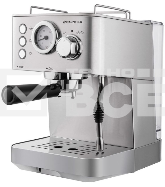 Кофеварка рожковая Maunfeld MF-721S PRO нержавеющая сталь, исп. кофе - молотый/чалды, 1.5 л, 1140 Вт, 15 Бар.