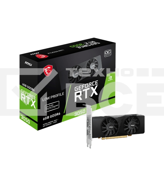 Видеокарта MSI RTX3050 LP 6G OC NVIDIA GeForce RTX 3050 6Gb 128bit PCI-E 4.0 GDDR6 1492/14000 HDMIx2 DPx1 HDCP Ret low profile