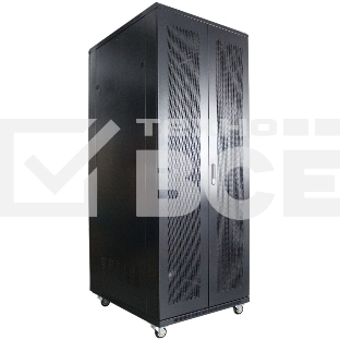 Рэковая стойка Wize Pro W42U80R-RD 19, 42U, 600х800 мм, двойная передняя и задняя двери металл. перфорированные, вент.панель из 4 вентиляторов, колеса, рэковые гайки: 20 шт, вес нагрузки 800 кг, сталь,черный