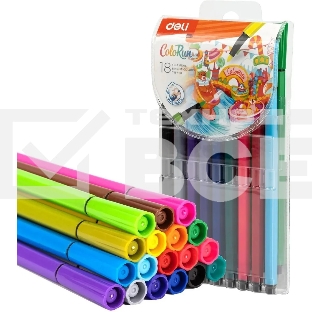 Фломастеры Deli EC157-18 ColoRun 18цв. пакет с европодвесом